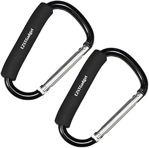 EZSTGadget X-Large Stroller Hook Grocery Bag Holder Carry Handle for Mommy Carrier for Hanging Diaper Shopping Bags &amp; Purses as baby Gadgets Clip Fits Baby Stroller Joggers and Wheelchairs (2PCS)
