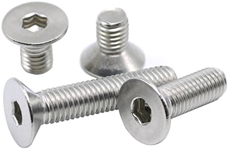 M4 x 6mm Flat/Countersunk Head Socket Screws,100 Pcs,Stainless Steel,Full Thread,Right Hand,Metric