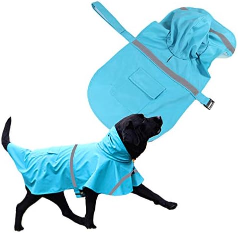 WORDERFUL Large Dog Raincoat Adjustable Pet Waterproof Rain Jacket Poncho with Strip Reflective for Large Dog