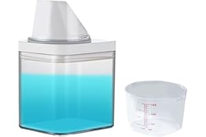 700ml Airtight Laundry Detergent Dispenser with Measuring Cup and Bevelled Spout - Clear Plastic Storage Container for Laundr