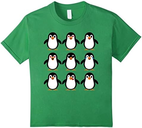 Kids Penguin Emoji T-Shirt, Penguin Costume Christmas Emoji Shirt 6 Grass