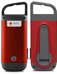 La Cruz Roja Americana Clipray la linterna de la manivela y el cargador del smartphone con clip, ARCCR100R SNG