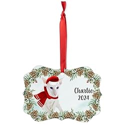 White Oriental Shorthair Cat Christmas Ornament