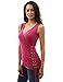 PattyBoutik Women V Neck Corset Ruched Tank Top (Rose Medium)