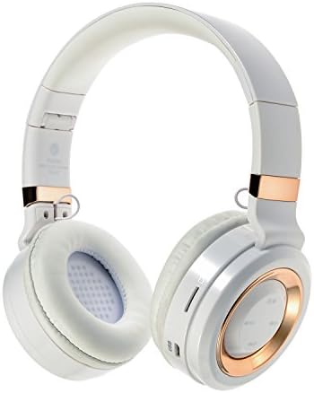 Caissen Wireless Bluetooth 4.0 Stereo Headphones Hifi Foldable Over-Ear with Micro Volume Control and Audio Cable Support TF Card and FM Radio White-Gold