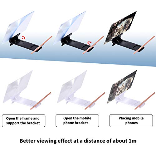 Cell Phone Screen Magnifier, 2 Pcs 12 inch Foldable Screen Amplifiers for Smart Phone, Enlarge Screens Stand Holder for Watching Movie, Video, Reading, and Playing Games (Pack of 2, Black & White)