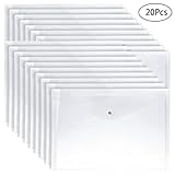 EOOUT Poly Envelope, 20pcs Clear Plastic Waterproof Envelope Folder with Button Closure, A4 Size (20 pcs)