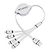 【Only Charging】 Retractable 4 in 1 USB Cable,Chafon Multi Universal USB Charger Cable with 1xMicro USB/1xUSB C/2x8 Pin Lightning Connectors Works for iPhone,iPad and Android Smartphone(3.3ft/1m)