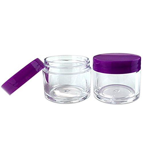 (Quantity: 12 Pieces) Beauticom 30G/30ML (1 Oz) Round Clear Jars with PURPLE Flat Top Lids for Beads, Gems, Glitter, Charms, Small Arts and Crafts - BPA Free