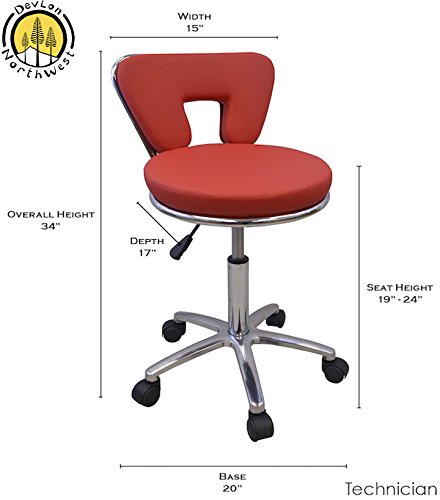 Salon Stool Beauty Manicure Pedicure Hair Dresser Adjustable Stool Red