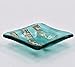 Metallic Copper, Gold and Silver Accents on a Transparent Aquamarine Blue Fused Glass Small Square Decorative Bowl