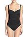 Vintage One Piece Swimsuits Women Push Up Bathing Suits with Ruffles Black 2XL