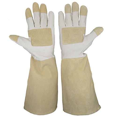 Pruning Gloves Long for Men & Women, Pigskin Leather Rose Gardening Gloves- Breathable & Durability Gauntlet Gloves