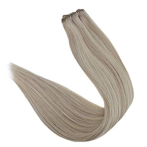 RUNATURE Bundle Hair Weave 14 Inch Piano Color 18P60 Dark Ash Blonde Mix Platinum Blonde Hair Bundles 100g Remy Human Sew in Hair Extensions