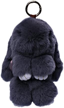 Gold Plated Keyrings Real Rbbits Fur Bunny Doll Keychains Bag Charms Car Pendants