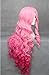 Kalyss Pink Curly Wigs for Women Middle Parted Heat Resistant Long Costume Wigs for Women