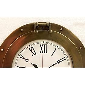 Vintage Navigation Marine Brass Ship Porthole Clock 15'' Ship Window Wall Clock 41OXEXi0MhL