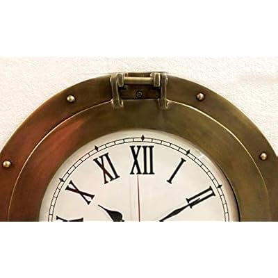 Vintage Navigation Marine Brass Ship Porthole Clock 15'' Ship Window Wall Clock 41OXEXi0MhL
