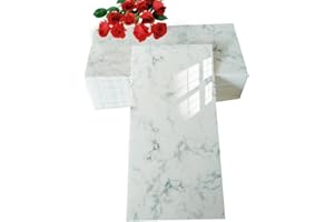 SHOWCOLOUR Show Colour 32 Sheets 4"X8" Peel and Stick Backsplash Marble Tiles Colorful Self Adhesive Wall Tile Back Splashes for Kitchen Bathroom (32, White Blue Cracks)