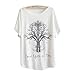 DQdq Women's Summer Loose Short Sleeve Tree Print T-shirt Top One Size White One Size tree print