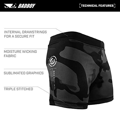 Bad Boy Delta Force Polyester Competition MMA Mixed Martial Arts Vale Tudo Shorts (Grey - Large)