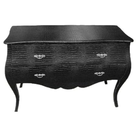 Gloss Black Moc Croc Nouveau Chic Two Drawer Bedroom Bombe Chest