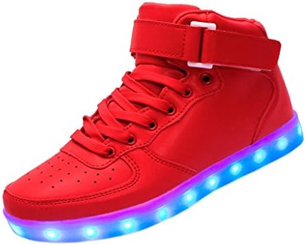 KGOING High Top Led Light Up Shoes 11 Colors Flashing Rechargeable Sneakers for Mens Womens red