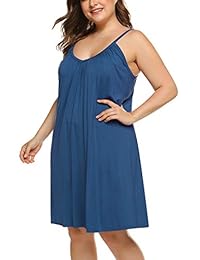 IN'VOLAND - Camisón de verano para mujer, talla grande, sin mangas, de algodón