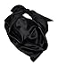 Elegant Large Silk Feel Solid Color Satin Square Scarf Wrap 36 by 36 (Black)