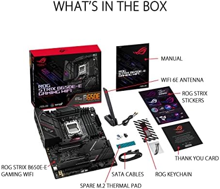 ROG Strix B650E-E Gaming WiFi AM5 (LGA1718) Ryzen 7000 Gaming-Motherboard (16 + 2 Leistungsstufen, DDR5, 4X M.2 Steckplätze, PCIe® 5.0, WiFi 6E, 2,5G LAN, USB 3.2 Gen 2x2 Type-C® Rear I/O Port,