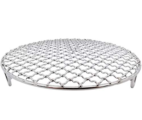 Chris-Wang 1Pack Multi-Purpose Round Stainless Steel Cross Wire Steaming Cooling Barbecue Rack/Carbon Baking Net/Grill /Pan Grate with Legs(6.5Inch Dia)