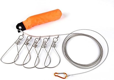 Winfa Stainless Steel 5 Snap Ropes Fish Stringer Fishing Lock Accessories