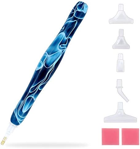 BLOCE Diamond Painting Pen Kit, Handmade Resin 5D Diamond Painting Pen for Diamond Art and Nail Art, with 5 Drill Pen Picking Heads and 2 Pieces Painting Glue Clay (Navy Blue) BLOCE Diamond Painting Pen Kit, Handmade Resin 5D Diamond Painting Pen for Diamond Art and Nail Art, with 5 Drill Pen Picking Heads and 2 Pieces Painting Glue Clay (Navy Blue)