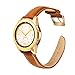 for Galaxy Watch 42mm Bands Leather - 2 Pack Softer Genuine Leather Watch Straps with Rose Gold Buckle, White and Brown