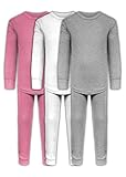 Girls Long Underwear Base Layer Sets/Long Sleeve Top – Long Pant Tights – 6 Piece Mix & Match / 3 Sets