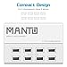 MANTO USB Charger, 60W 8 Port USB Charger Station Fast Charging Dock with 5ft Power Cord for Multi Devices, Multi Port USB Charging Hub for Smartphones Headphones Tablets (White)