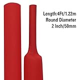 XHF 2 Inch (50mm) 3:1 Waterproof Heat Shrink Tubing Marine Grade Adhesive Lined Heat Shrink Tube, Insulation Sealing Oil-Proof 4 Ft Red, Other Sizes : (1/2, 5/8, 1, 1-1/4, 1-1/2, 1) Inch