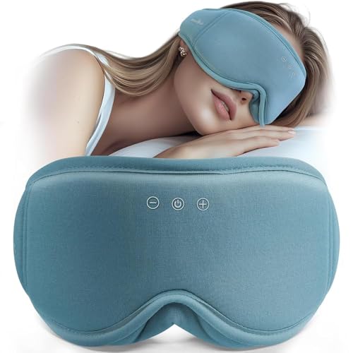 MUSICOZY Schlafmaske mit kopfhörer | 100% Schatten 3D Schlafkopfhörer schlafmaske Bluetooth Weich Augenmaske aus Bio-Bambus-Baumwolle für Reisen,erhol