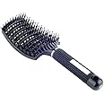 PERFEHAIR Natural Boar Bristle Hair Brush - Curved Vented Detangling Blow Dry Brush for Women Long, Thick, Thin, Curly Hair