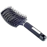 PERFEHAIR Natural Boar Bristle Hair Brush - Curved Vented Detangling Blow Dry Brush for Women Long, Thick, Thin, Curly Hair