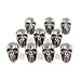 Bezelry 12 Pieces Small Skull Gray Silver Buttons. 16mmX10mm. (Gray Silver)