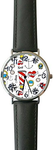 Women's Abstract Tattoo Sailor Casual Watch Fashion Leather Analog Wrist Watches