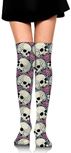 Tailing Skull Bone Rose Unisex Athletic Knee High Protective Long Socks Stockings