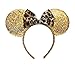Magic Mouse Ears Headband, Rainbow Mouse Ears Headbands for Girls Adults Birthday Costume Party (Golden Ear with Leopard Print)