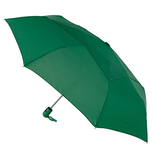 The Mighty Mite 42 inch Vented Windproof Automatic Open-Close Compact Umbrella for Rain, Wind and Sun, Small Strong Mini Folding Portable Umbrella for Men & Women, Hunter Green