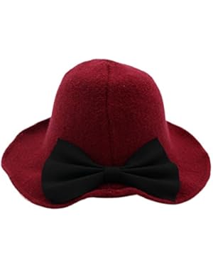 Ladies Dome Bucket Hat Foldable Berets Wide Side Basin Cap,Bowknot Decor