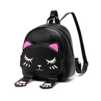 DIOMO Girls Backpacks Purse, Cute Cat Small Preschool Bags, Fashion Animal Travel Daypack for Kids (Black)