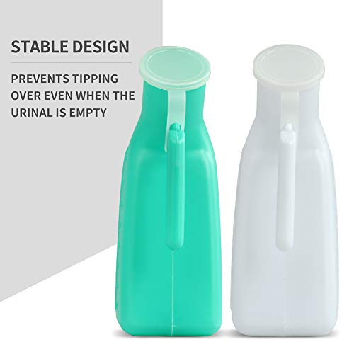 Seneme Portable Male Urinal Pee Bottles with Lid 32oz./1000mL, Urinals for Men (2 Pcs)