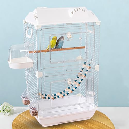 Standing Large Bird Cage,2 Tier Indoor Bird Cage,Include Cross Bar Climbing Ladder Feeders & Nest Dual Door Parakeet Cage,for Various Bird Species,Medium Small Pet Bird Parakeet/Lovebird/Cockatiel