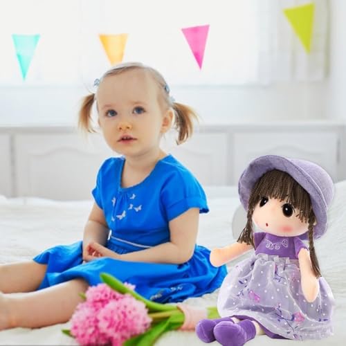 Sweetheart Soft Baby Doll Girl, Plush Stuffed Toy with Hat Skirt Plush Toy Baby Girls Sleeping Partner Doll Birthday Gift, 45cm